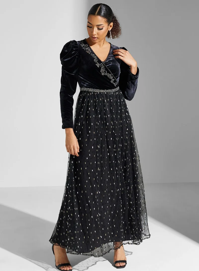 Montania Velvet Bodice Dress