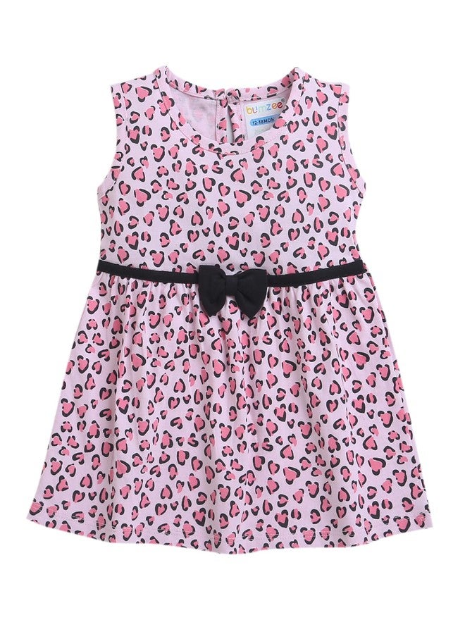 BUMZEE Pink Girls Sleeveless Frock Age - 6-12 Months (Peb9177C-pnk) - Image 1