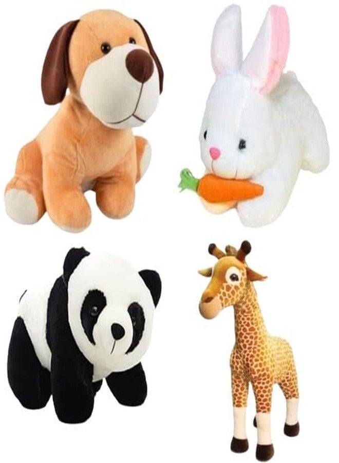 Future Shop Pack of 4 Elegant Soft Animals Stuffed Plush Toys Combo Set for Kids Childrens Boys Girls Birthday Gift Soft Fur Toys (Dog, Rabbit, Panda, Giraffe) - Image 1