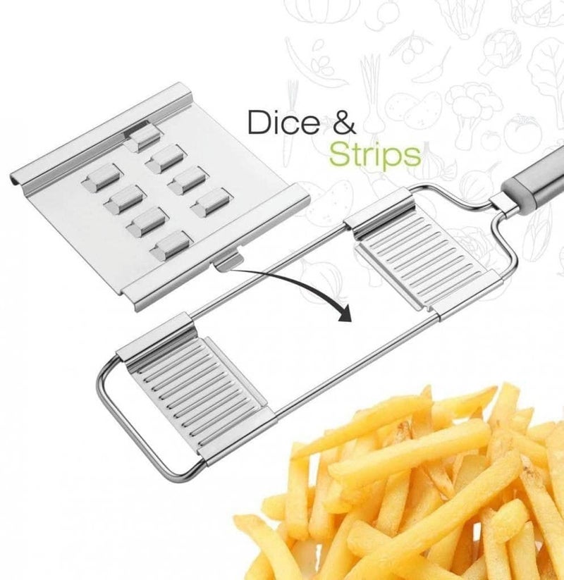 AUREUS Stainless Steel 6 in 1 Vegetable Cutter French Fries Cutters Chopper with 6 Blades Kitchen Tool Stainless Steel 199 - Image 2