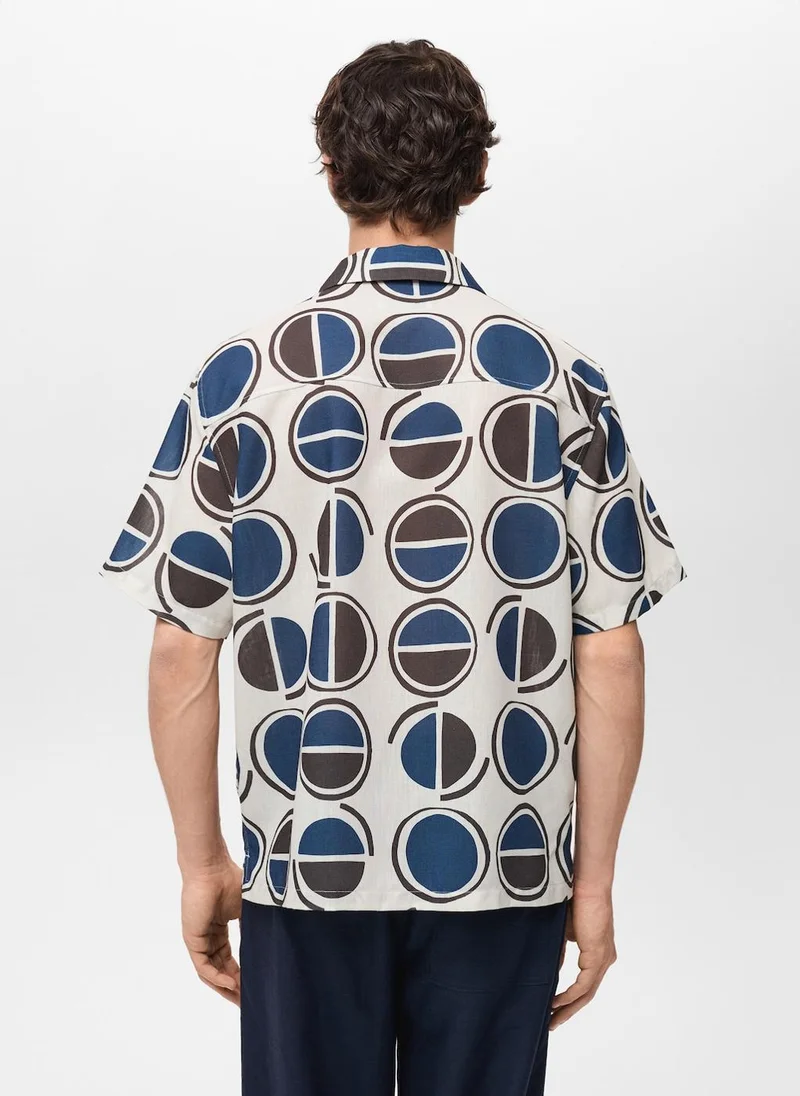 Mango Man printed short-sleeved shirt