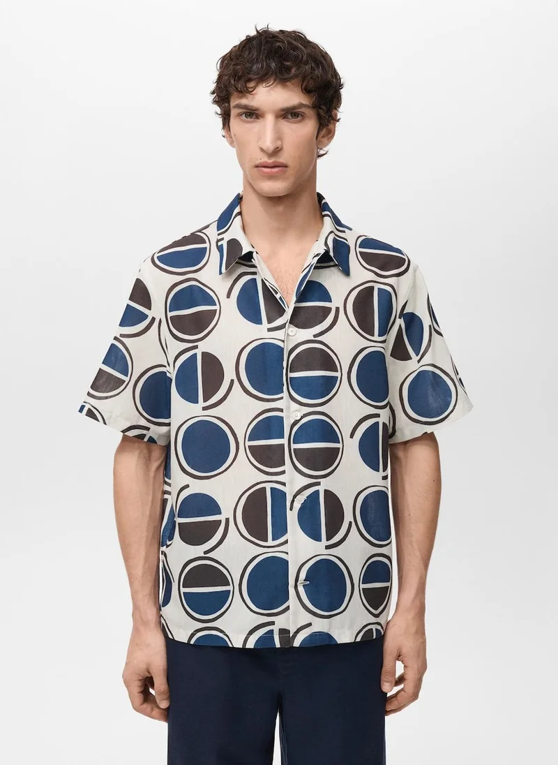 Mango Man printed short-sleeved shirt