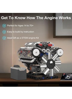 mould king 10088 Educational V8 Engine Model Building Block Toy Kit - 535 Pcs to Build Your Own Mini Engine That Works - DIY STEM Project for Boys/Girls, Hobby Building Blocks Kit for Adults  - Image 2