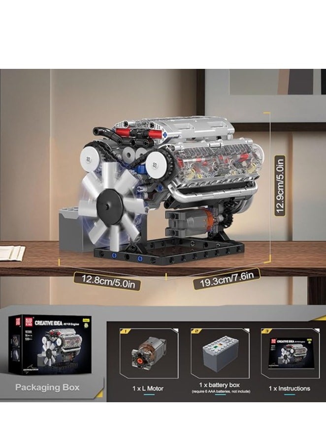 mould king 10088 Educational V8 Engine Model Building Block Toy Kit - 535 Pcs to Build Your Own Mini Engine That Works - DIY STEM Project for Boys/Girls, Hobby Building Blocks Kit for Adults  - Image 5
