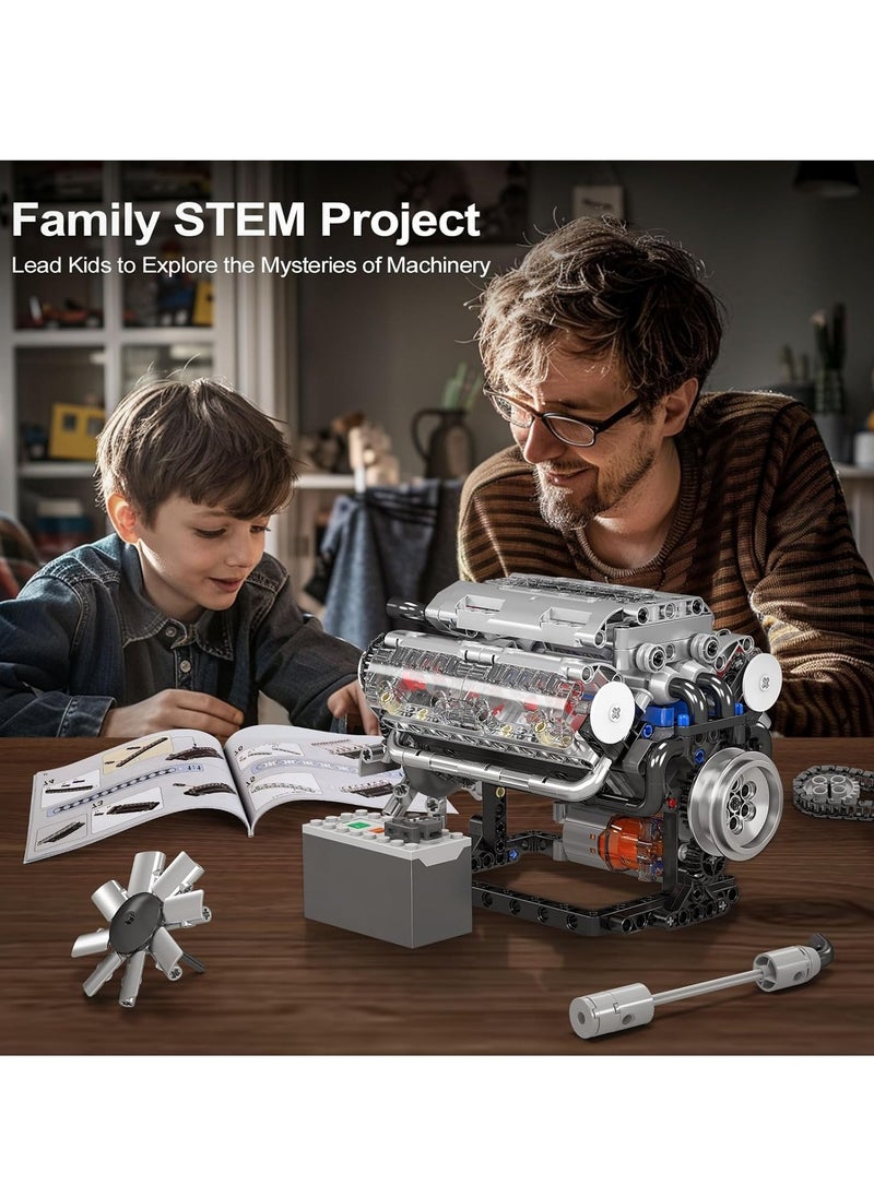 mould king 10088 Educational V8 Engine Model Building Block Toy Kit - 535 Pcs to Build Your Own Mini Engine That Works - DIY STEM Project for Boys/Girls, Hobby Building Blocks Kit for Adults  - Image 3