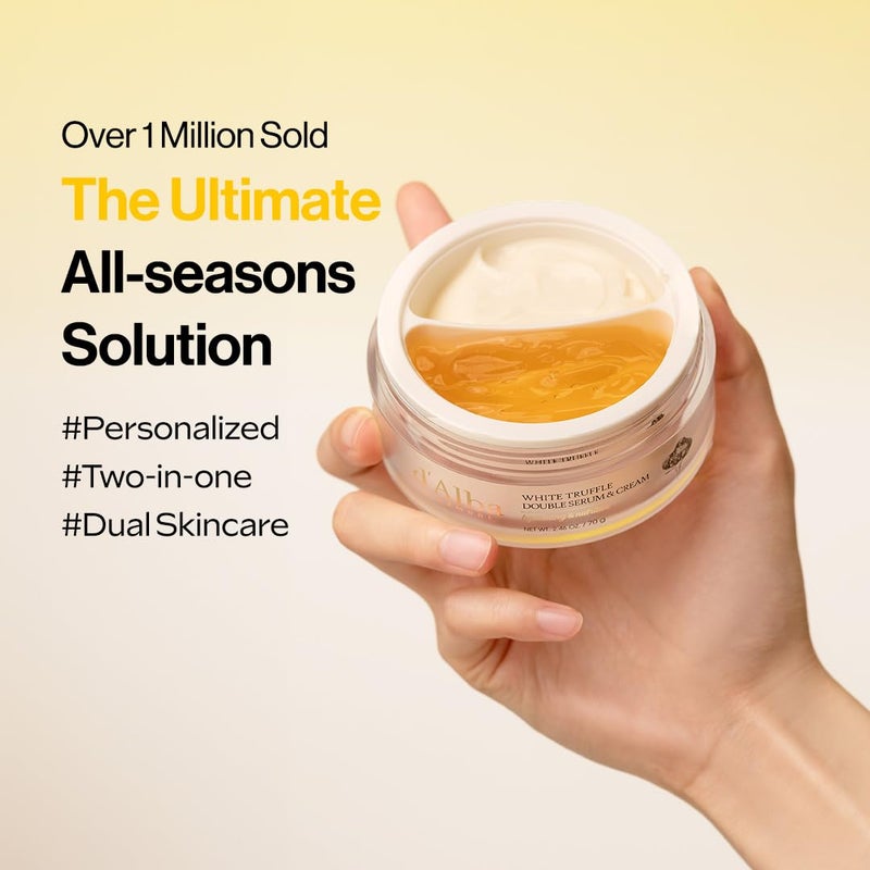 d'Alba Italian White Truffle Double Serum & Cream, Vegan Skincare, 2-in-1 Face Moisturizer, Vegan Collagen, Skin Firming and Tightening, Non Comedogenic, Suitable for All Skin Types (2.46 oz) - Image 2