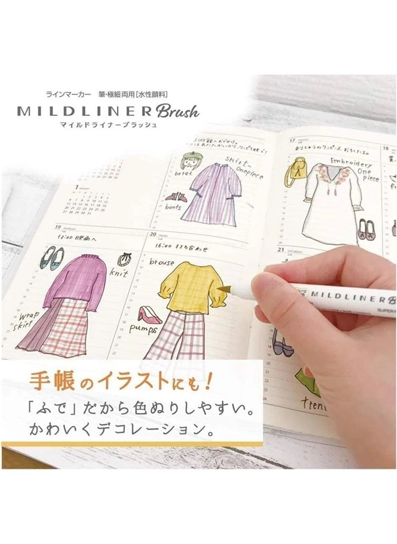 ZEBRA - Mildliner Brush Tip + Highlighter Dual Tip Wft8 5c N - Image 1
