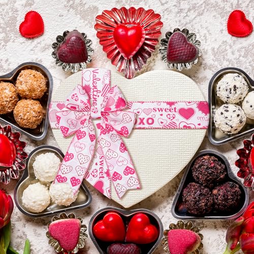 Solsew 18 Yard 2.52 Inch Valentine's Day Ribbons Double Sided Red Pink Heart Burlap Ribbon for Valentine's Day Gift Package Wrapping Party DIY Craft Decoration - Image 4