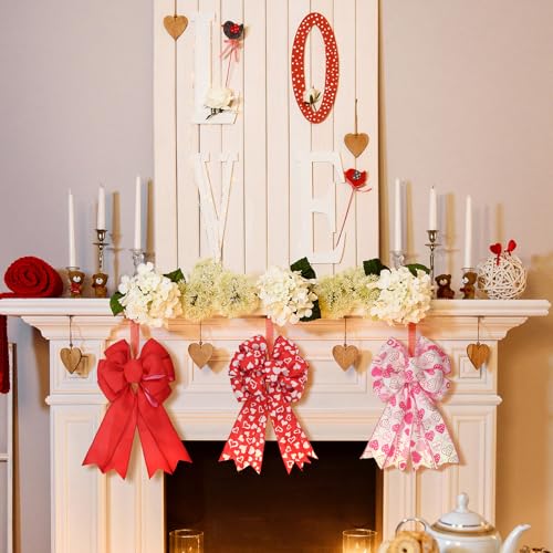 Solsew 18 Yard 2.52 Inch Valentine's Day Ribbons Double Sided Red Pink Heart Burlap Ribbon for Valentine's Day Gift Package Wrapping Party DIY Craft Decoration - Image 3