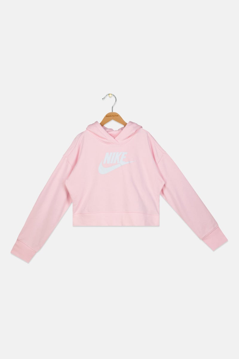 Nike Kids Girl Sportswear Fit Long Sleeve Training Hoodie, Pink  - Image 1