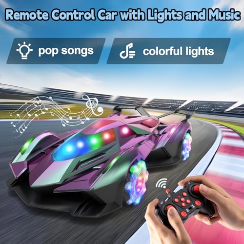 SASBSC Lamb Remote Control Car for Boys 47 812 Drift Rc Cars with 360 Rotation Spray Music Lights 112 Rechargeable Rc Car Toys 1012kmh Sport Race Toy Cars Gifts for Kids MultiColor - Image 5