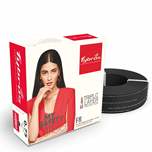 Fybros by Kundan Cab PVC Insulated 2.5 Sq Mm Wire| Multistrands Flame Retardant Black Copper Wires & Cables| Cables For wiring | 2.5 Sq Mm Black wire 90 meter| Industrial Wire Cable| Electrical Wire - Image 1