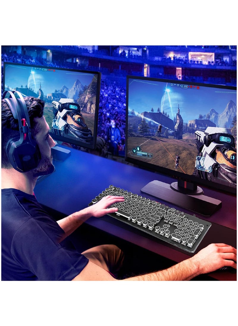 T-WOLF - 104 Key Wired Keyboard Mouse Combo Cool Rainbow Color Backlight Retro Punk Style Suspended Keycaps For Office Pc Gaming - Image 1
