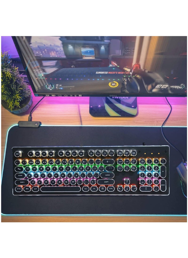 T-WOLF - 104 Key Wired Keyboard Mouse Combo Cool Rainbow Color Backlight Retro Punk Style Suspended Keycaps For Office Pc Gaming - Image 1