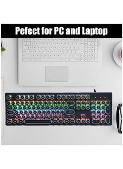 T-WOLF 104 Key Wired Keyboard Mouse Combo Cool Rainbow Color Backlight Retro Punk Style Suspended Keycaps For Office Pc Gaming  - Image 3