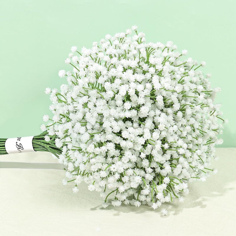 Parlberd Babys Breath Artificial Flowers, 6Pcs Fake White Babys Breath Flowers Artificial Bulk, Real Touch Faux Babies Breath Gypsophila Bouquet for Wedding Party Home Garden Decoration Floral Arrangement - Image 1