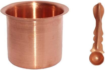Navyaksh Panchpatra & pali (Achmani) and Lota/Kalash/Pitcher Combine Copper Set of Puja Accessories Copper (Brown) - Image 2