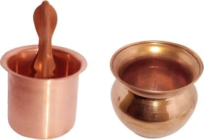 Navyaksh Panchpatra & pali (Achmani) and Lota/Kalash/Pitcher Combine Copper Set of Puja Accessories Copper (Brown) - Image 4