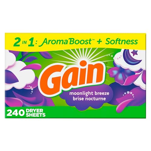Gain Dryer Sheets Laundry Fabric Softener Moonlight Breeze 240 Count