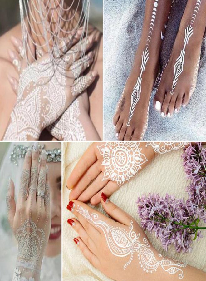 ملصق وشم دانتيل أبيض، ملصق وشم قابل للنقل بالماء، ملصق مقاوم للماء، ملصق فن الجسم، فن مؤقت للبشرة للنساء والفتيات - Image 4