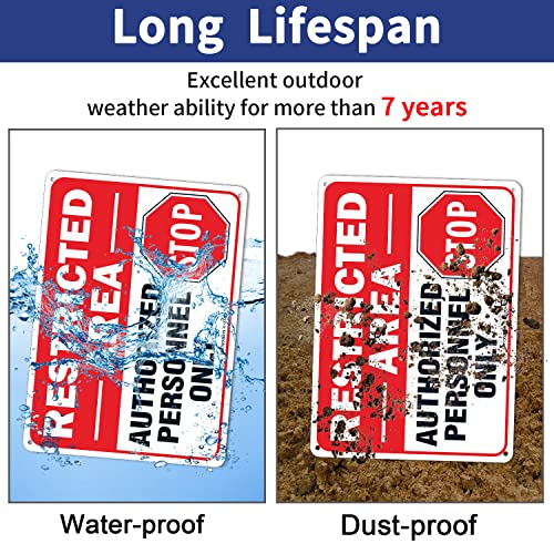 Faittoo (4 pack) Restricted Area Sign Authorized Personnel Only, Do Not Enter Sign, 10 x 7 Inches .40 Rust Free Aluminum, UV Protected, Weather Resistant, Waterproof, Durable Ink，Easy To Mount - Image 5
