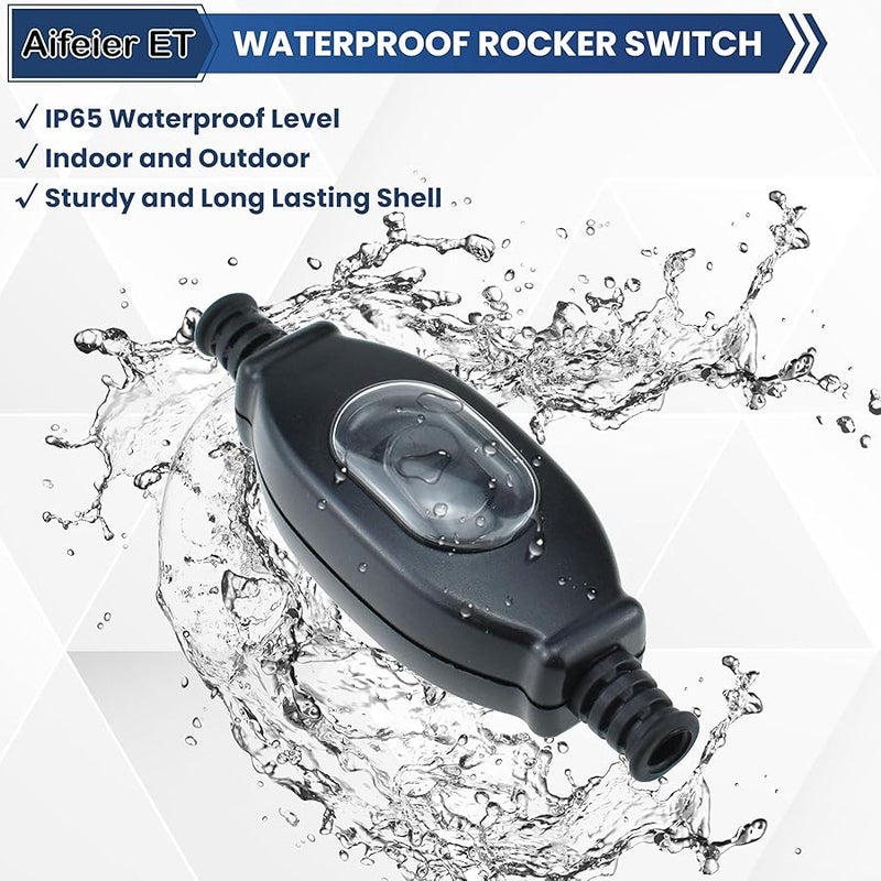 Aifeier ET 1PCS Outdoor Dustproof Rocker Switch, 3A 250V ON/Off Waterproof IP65 Lamp Cord Cable Inline on Appliance Control Rocker Switch for Appliance or Bedroom Table Lamp Desk LED Light, Black - Image 4