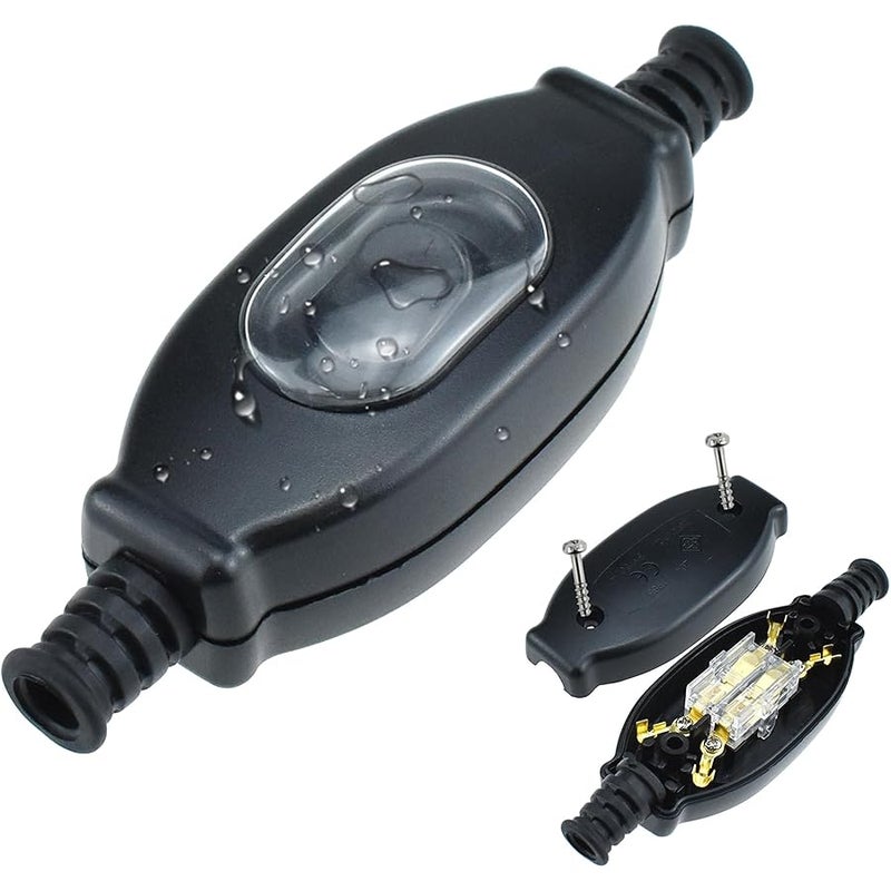 Aifeier ET 1PCS Outdoor Dustproof Rocker Switch, 3A 250V ON/Off Waterproof IP65 Lamp Cord Cable Inline on Appliance Control Rocker Switch for Appliance or Bedroom Table Lamp Desk LED Light, Black - Image 1
