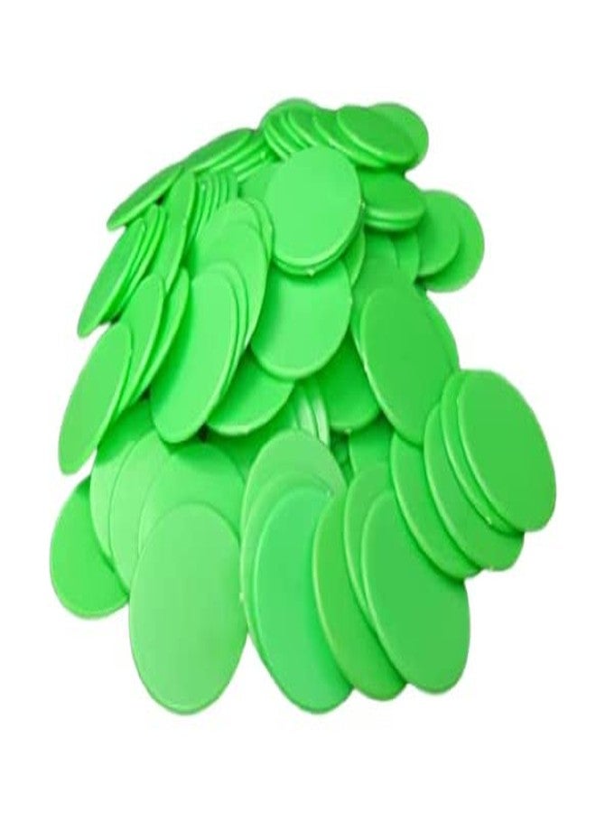 MOREL Green Plastic Round Shape Plain Token Coin, Chips for Shop, Board Games, Stores, Casino, School|100 Coins. (Green) - Image 1
