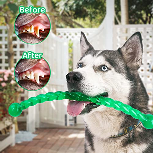 Ycozy Dog Chew Toys 11'' Long for Small/Medium Dogs Aggressive Chewers, Rubber Puppy Dog Rope Toys Knot Dental Teething Toys Almost Indestructible Washable - Image 3