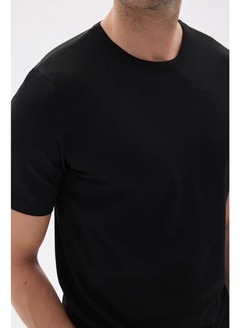 Odelon Limited Men's Plain Short Sleeve Rayon Knit T-Shirt Black - Image 5