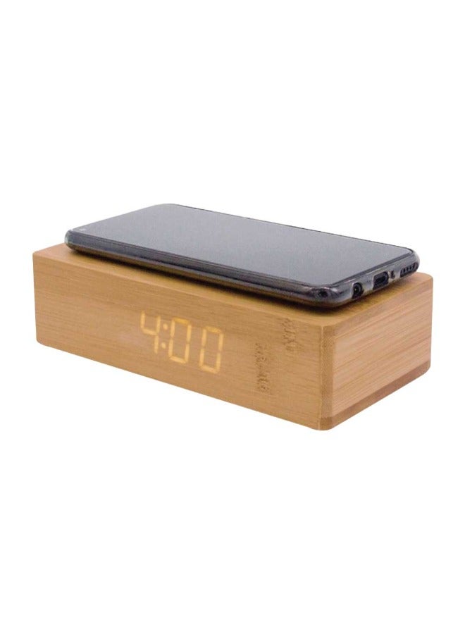 BYFT Bamboo Wireless Charger with Clock - Image 2