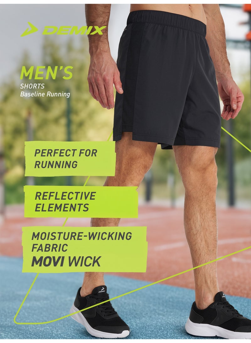 Demix Men’s Running Shorts - Demix Black Lightweight & Breathable Sports Shorts with Moisture-Wicking Fabric & Reflective Details - Image 2