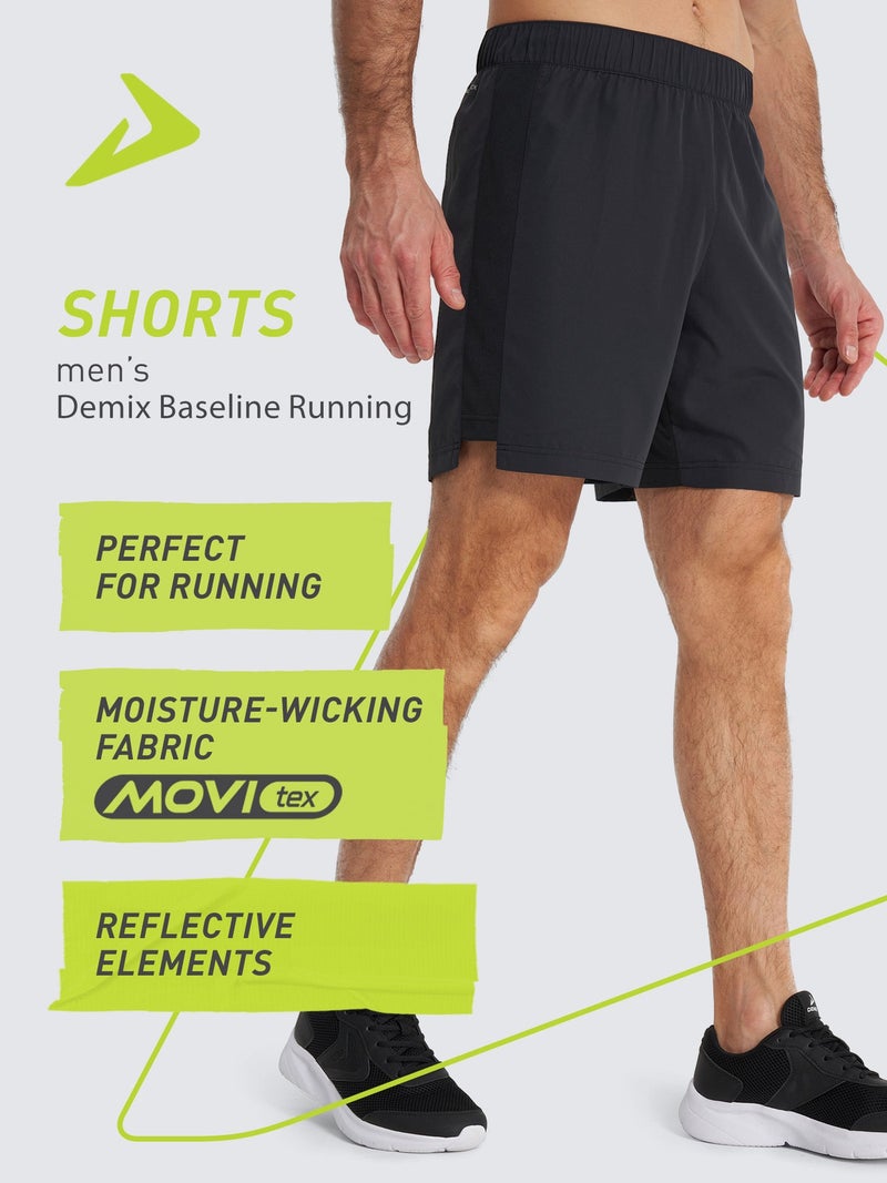 Demix Men’s Running Shorts - Demix Black Lightweight & Breathable Sports Shorts with Moisture-Wicking Fabric & Reflective Details - Image 4