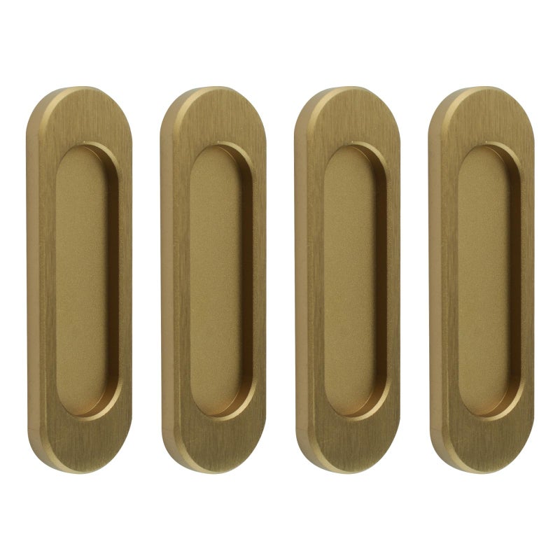 MOROBOR SelfStick Oval Sliding Door Pulls 4pcs Aluminum Alloy Hidden Recessed Pull Handle for Sliding Barn Door Closet Cabinet Drawers Bronze Gold 100mm - Image 2