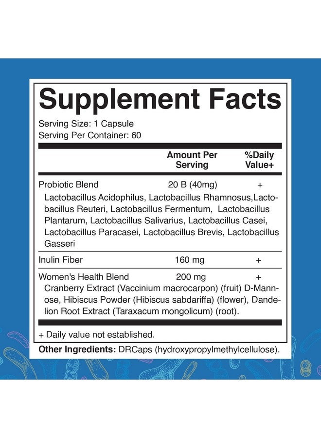 Vitamatic Vaginal Probiotics 20 Billions for Women pH Balance & Odor Control with Prebiotics & Probiotics 60 DR Capsules - Made with Cranberry, D-Mannose, Hibisucs & Dandelion - Image 2