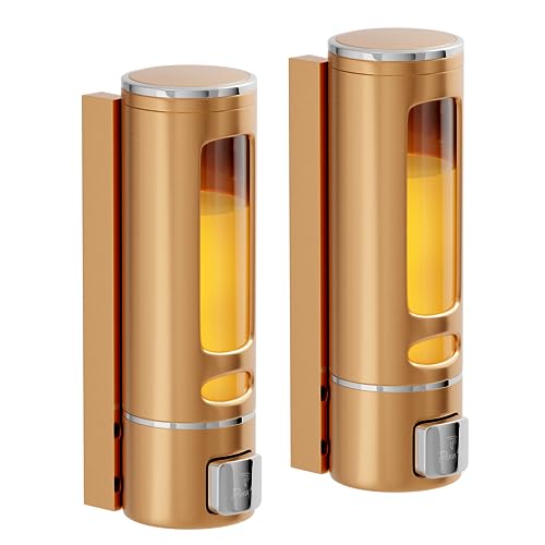 Pixaflo Elix Liquid Sanitizer Shower Gel Dish Wash Soap Dispenser for Bathroom Kitchen | 400 ml Capacity | Wall Mounted (Copper, Pack of 2) - Image 1