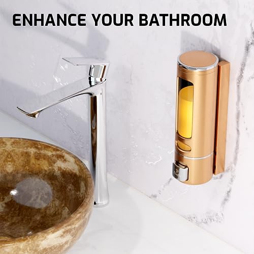 Pixaflo Elix Liquid Sanitizer Shower Gel Dish Wash Soap Dispenser for Bathroom Kitchen | 400 ml Capacity | Wall Mounted (Copper, Pack of 2) - Image 2