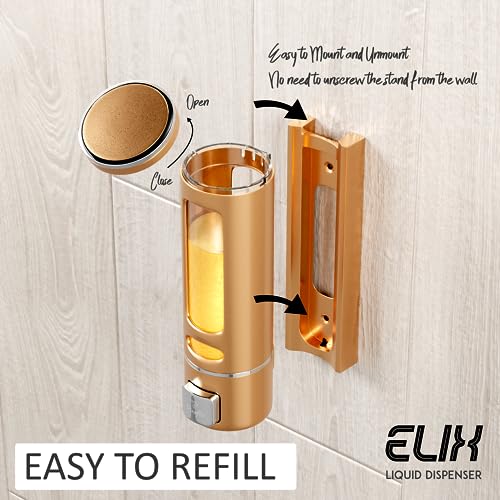 Pixaflo Elix Liquid Sanitizer Shower Gel Dish Wash Soap Dispenser for Bathroom Kitchen | 400 ml Capacity | Wall Mounted (Copper, Pack of 2) - Image 4