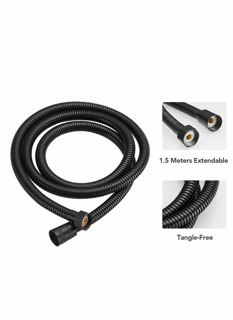 Y&D - Black Brass 2 In 1 Function Handheld Shower Head Set, High Pressure 7 Inch Flow Hand Wand with 59 Hose, Bracket, Matte Finish - Image 1