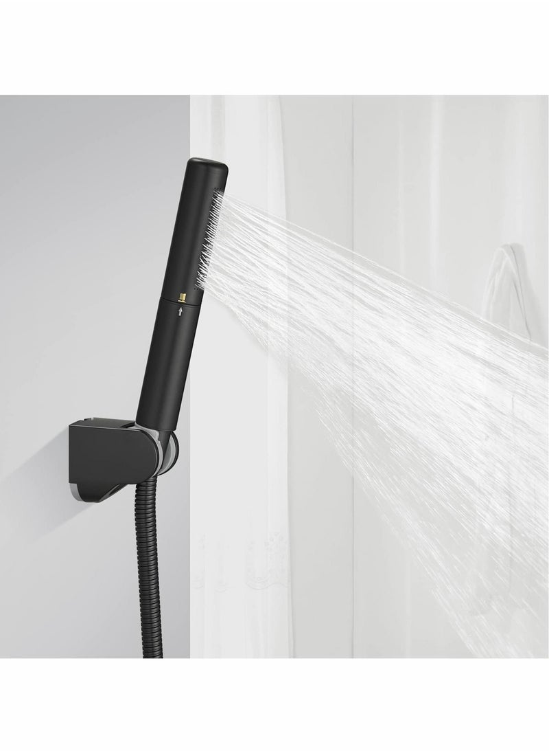 Y&D - Black Brass 2 In 1 Function Handheld Shower Head Set, High Pressure 7 Inch Flow Hand Wand with 59 Hose, Bracket, Matte Finish - Image 1