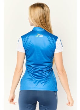 Adidas Women Sportswear Fit Short Sleeve Training Polo Shirt, Blue  - Image 4