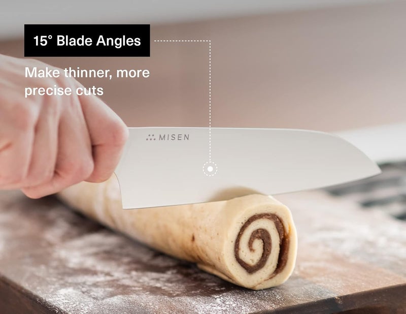 Misen Japanese Santoku Chef Knife - 7.5 Inch High Carbon Stainless Steel - Classic Japanese Knife Design for Cutting, Slicing, and Chopping - Razor Sharp Japanese Style Kitchen Knife, Red - Image 3