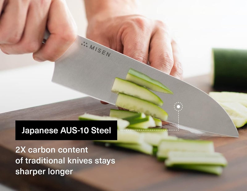 Misen Japanese Santoku Chef Knife - 7.5 Inch High Carbon Stainless Steel - Classic Japanese Knife Design for Cutting, Slicing, and Chopping - Razor Sharp Japanese Style Kitchen Knife, Red - Image 2