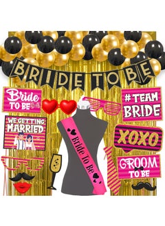 WOBBOX Wobbox Bachelorette Party Decoration Items| Bachelorette Party Photo Booth Props For Wedding Selfie, Bachelorette Banner&Sash With Colorful Balloons, Bachelorette Party Decoration Kit- 36 Pcs (FP2692) 