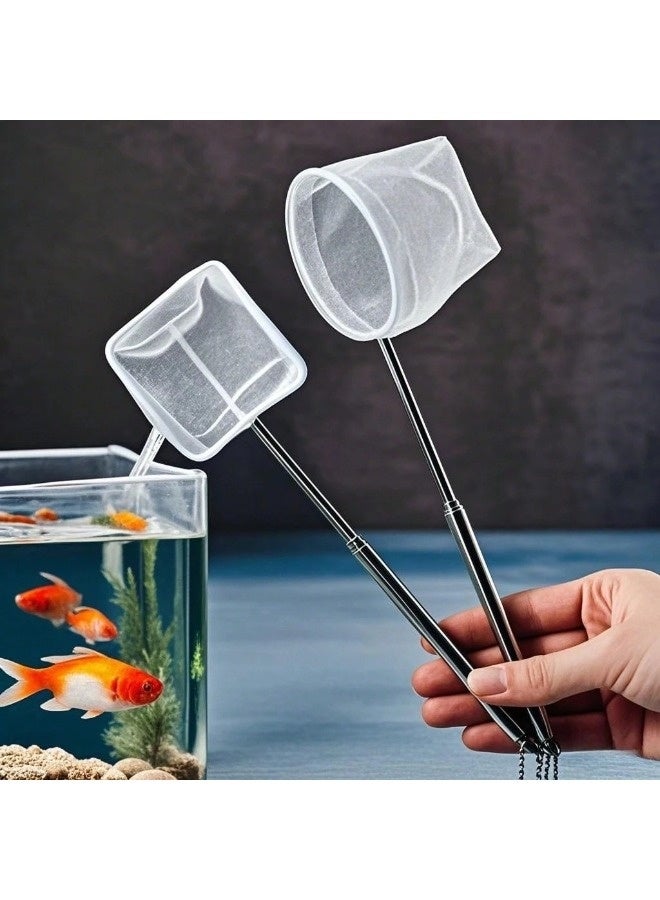 ShebSheb 2 PCS Small Fish Tank Shrimp Net with Extendable Handle, Aquarium Debris Cleaning Tools - Image 1
