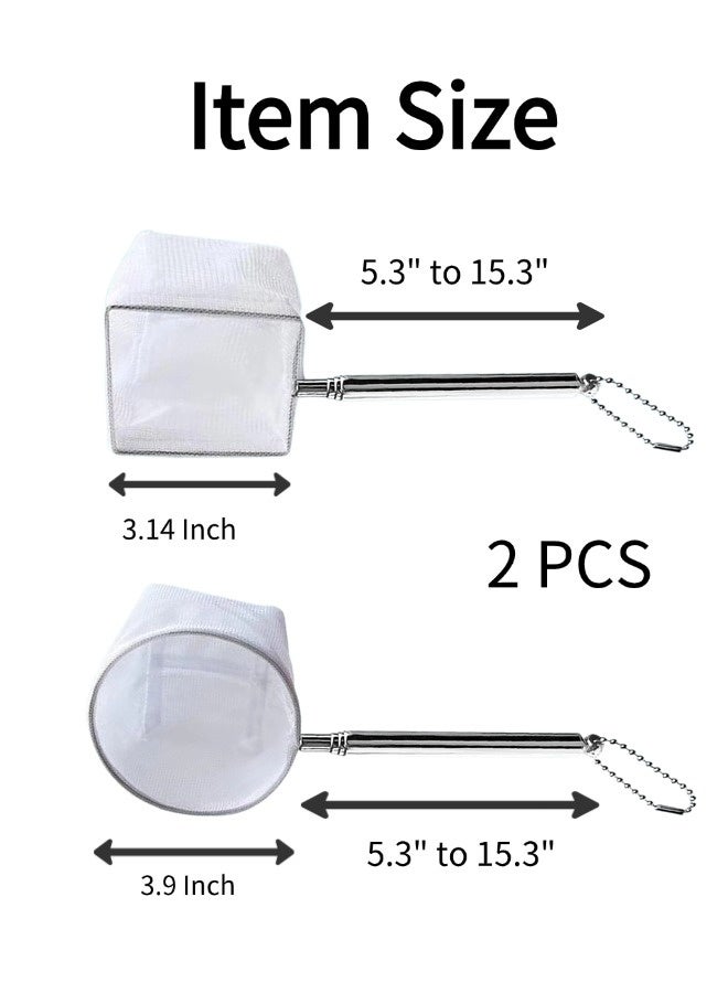 ShebSheb 2 PCS Small Fish Tank Shrimp Net with Extendable Handle, Aquarium Debris Cleaning Tools - Image 2