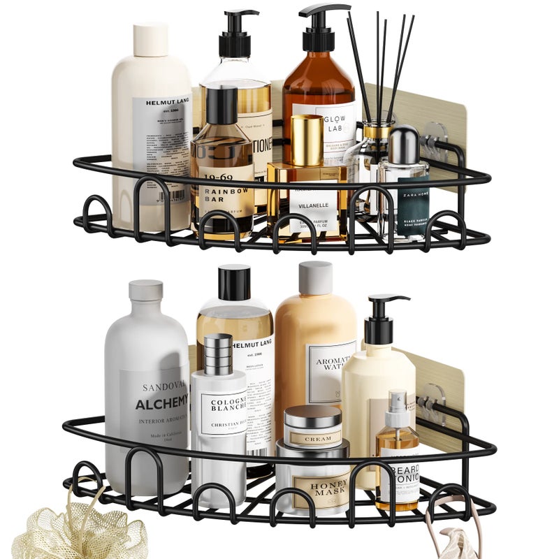 HapiRm Shower Stainless Steel Caddy Corner Bathroom Shelf, 2 Pack Shower Rack With 8 Adhesive Hooks - No Drilling Bathroom Shelf Organizer For Kitchen Toilet Dorm Storage - Image 1