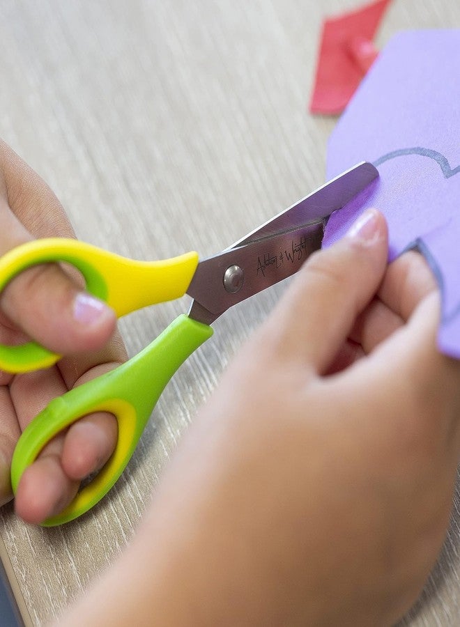 Ashton and Wright - Children's - Kids Scissors Soft Grip - 5"/12cm (Pack of 2, Purple, Yellow, Green) - Image 4