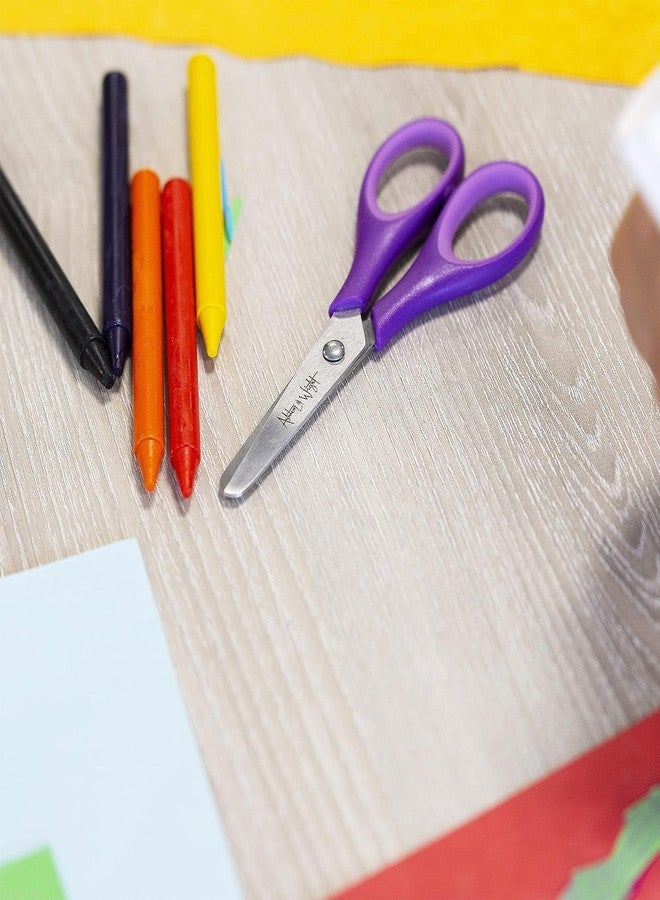 Ashton and Wright - Children's - Kids Scissors Soft Grip - 5"/12cm (Pack of 2, Purple, Yellow, Green) - Image 5