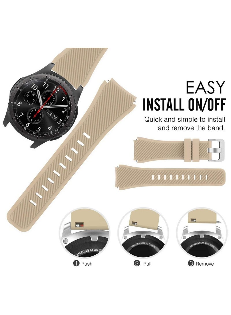 Frontier Band No Gaps, Silicone Replacement Band for Samsung Gear S3 Frontier/Classic/Galaxy Watch 22MM Khaki - Image 3